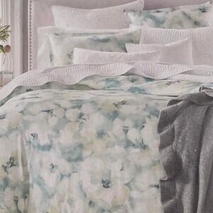 Sky Freya Inky Floral Comforter Cover Set Full/Queen Blue Green 300TC Cotton 3pc